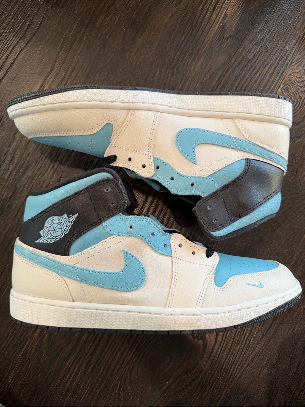 Nike Air Jordan 1 Retro Mid SUmmit White Blue Chill Black Men's Size 12
